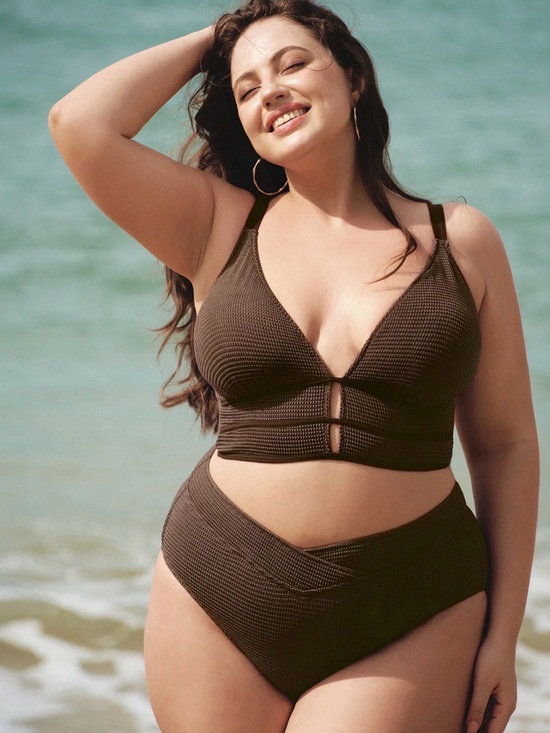 Berlook Other - Textured Brown Plus-Size Two-Piece Bikini Set